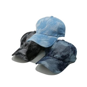 Washed Cotton Denim Baseball Cap Vintage Marble Texture Adjustable Sun Hat Casual Streetwear For Men Women