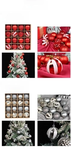 Detail view of 16-piece red and silver Christmas ball set with assorted textures