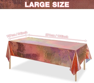 Large 54x108 inch rose gold laser rainbow tablecloth for party and wedding decoration