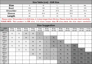 Detailed European size chart for men's polo shirts including height and weight suggestions
