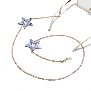 Fashion Anti-Slip Glasses Chain Metal Copper Alloy With Acrylic Marble Star Pendant Eyewear Lanyard Adjustable Loop