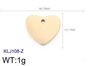 Detail view of gold heart pendant with dimensions 13mm by 11mm and 1g weight specs