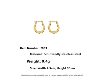 U-shaped gold-plated stainless steel earrings, model F053, size 2.5x3.1cm and weight 9.4g