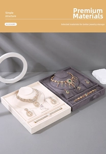 Detailed macro view of professional velvet jewelry display trays with multiple compartments