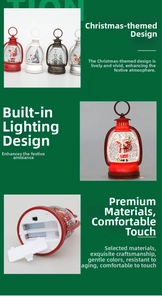 Details of Christmas lanterns showing different colors, glowing effects and battery slot