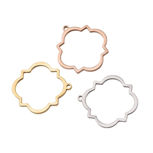 Polished stainless steel geometric clover pendants in gold silver and rose gold