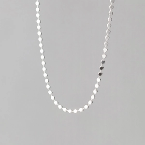 Minimalist S925 sterling silver necklace with polished round disc beads for women