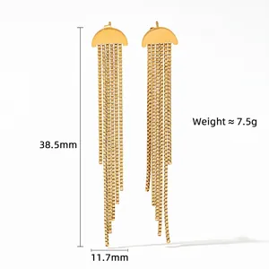 Boucles d'oreilles pendantes dorées en acier inoxydable avec détails de taille