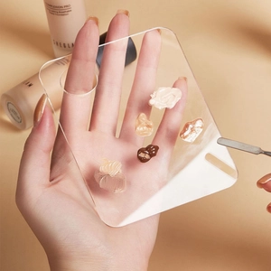 Makeup Palette Clear Acrylic Mixing Plate With Thumb Hole For Foundation Lipstick Nail Art Professional Cosmetic Tools