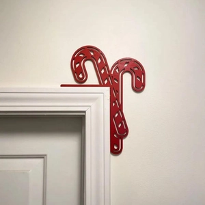 Décoration de coin de porte canne de Noël rouge en métal pour cadre festif d'intérieur