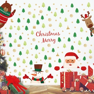 Weihnachtsfensterbilder Set mit Weihnachtsmann, Rentier und Schneemann Dekoaufkleber