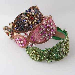 Baroque Rhinestone Wide Headband Luxury Handcrafted Crystal Alloy Hair Band Vintage Hair Accessories For Women