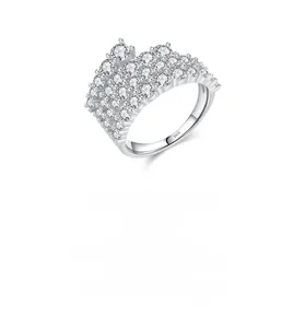 Detailed macro view of S925 sterling silver stamp and four rows of clear pavé zircon stones