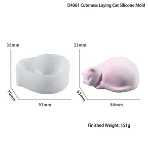 Detailed sleeping cat silicone mold for resin brush rest with precise measurements