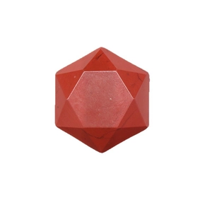 Red natural crystal hexagram star stone ornament with polished geometric facets