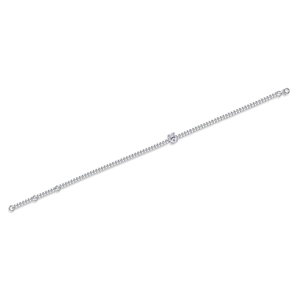 Elegant S925 sterling silver Cuban chain bracelet with oval moissanite on white background