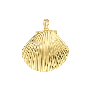 Vintage gold plated shell pendant necklace with metallic luster and nautical theme