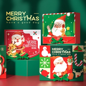 Christmas Santa Claus gift paper boxes in festive red and green for holiday candy packaging