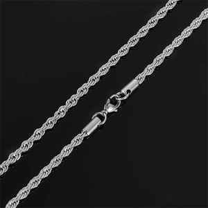 Minimalistische silberne Edelstahl-Seilkette mit klassischem Karabinerverschluss für Herren