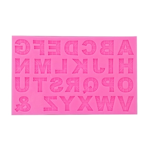 Moule alphabet en silicone rose avec texture Union Jack pour décoration de gâteaux et DIY