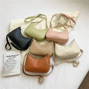 Minimalist Half Moon Hobo Bag For Women PU Leather Solid Color Crescent Shoulder Armpit Bag Elegant Vintage Style