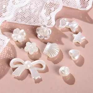Mix of white baroque pearl resin beads in heart butterfly and star shapes for DIY jewelry