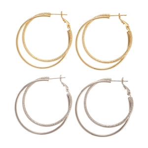 18k gold plated double layer intertwined hoop earrings in gold and silver finish