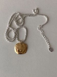 Minimalist 925 Sterling Silver Irregular Hammered Pendant Necklace Gold Silver Two-Tone Clavicle Chain Necklace For Women