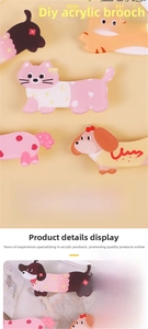 Detail of 4cm acrylic dachshund brooch with double-layer printing and protective film