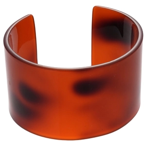 Fashionable amber acetate open bangle bracelet with a minimalist wide cuff design