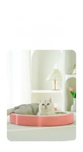Pink sisal cat scratching bowl with corduroy texture and anti-slip base for cats