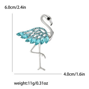 Broche flamenco de strass con cristales azules para vestidos, tamaño 6,0cm por 4,0cm