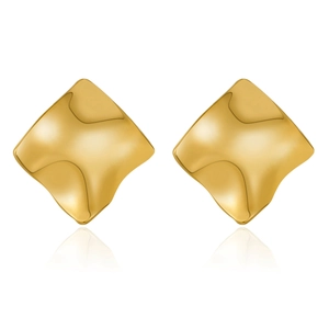 Minimalistische goldene geometrische unregelmäßige quadratische Ohrstecker mit polierter Welle