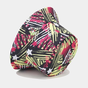 Vibrant 3D graffiti print bucket hat for beach sun protection with colorful street art style