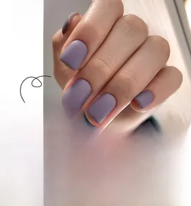 Detailed view of matte purple press-on nails set in square shape with #JP3203 code