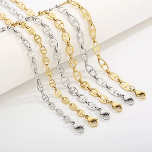 Classic 18K gold and silver plated mariner link chain necklaces for women on white background