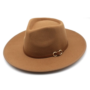 Wide Brim Fedora Hat Wool Felt Retro Jazz Style Leather Belt Buckle Autumn Winter Versatile Unisex Elegant Accessory