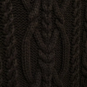 Women's warm retro high neck cable knit sweater vest in dark brown textured wool blend
