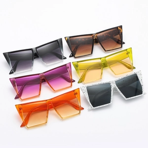 Oversized square futuristic sunglasses in multiple gradient colors and tortoise patterns