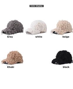 Affichage des couleurs de casquettes en laine d'agneau en gris, blanc, beige, kaki et noir