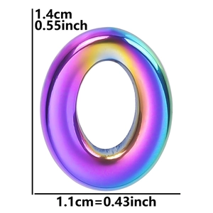 Macro shot of rainbow oval pendant with dimensions 1.4cm height and 1.1cm width details