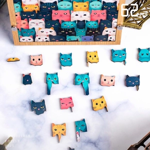62 PCS wooden cat puzzle impossible challenge in minimalist white marble background