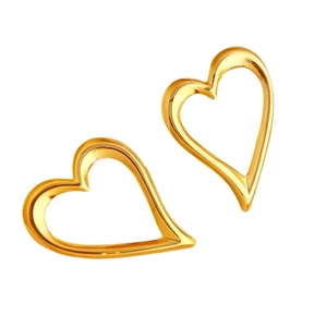Fashionable golden vintage hollow heart-shaped metal stud earrings for women with a sleek finish