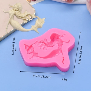 Meerjungfrau Silikonform zum Backen, Rosa DIY Kuchenform, Abmessung 8,2cm x 6,8cm, Details