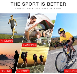 Polarized sports sunglasses shown in various outdoor activities like running and cycling