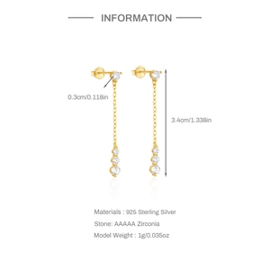 Size chart showing dimensions for sterling silver heart moon long tassel earrings