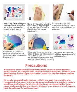 Step-by-step installation guide for cartoon ocean animal PVC wall stickers and DIY decals