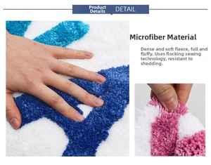 Close-up of soft microfiber texture and durable flocked pile of the non-slip bath mat