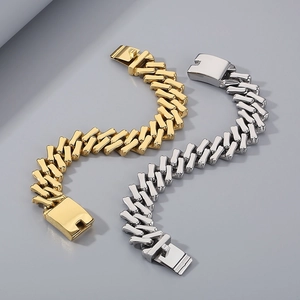 20mm wide polished cuban link chain necklace in gold and silver stainless steel finish