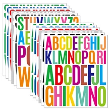 Detailed stack of colorful 4-inch vinyl alphabet stickers for mailbox and sorting